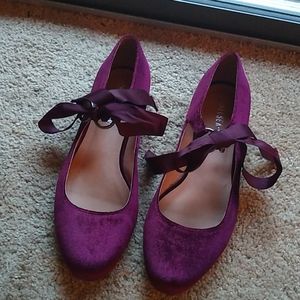 ModCloth burgundy velvet ballet flats